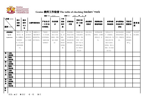 教师周工作检查表统一表格(日)