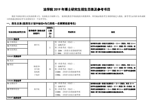 法学院2019年博士研究生招生目录及参考书目