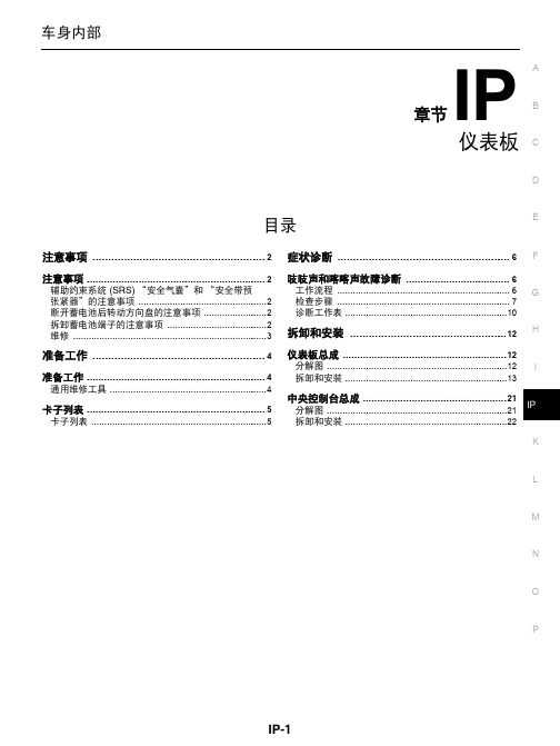 2015东风日产蓝鸟全车电路图维修手册29-仪表板