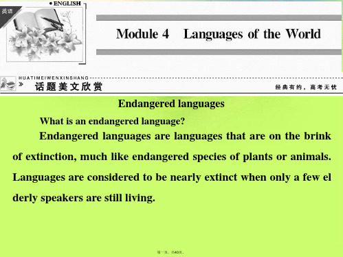 高中英语 Module 4 Languages of the Worldreading practi