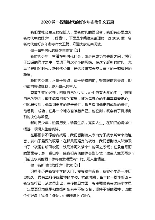 2020做一名新时代的好少年参考作文五篇