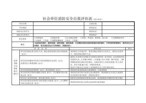 社会单位消防安全自我评估表