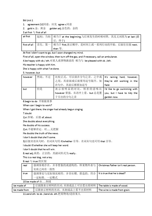 9A Unit1知识点(2013教育部审定)