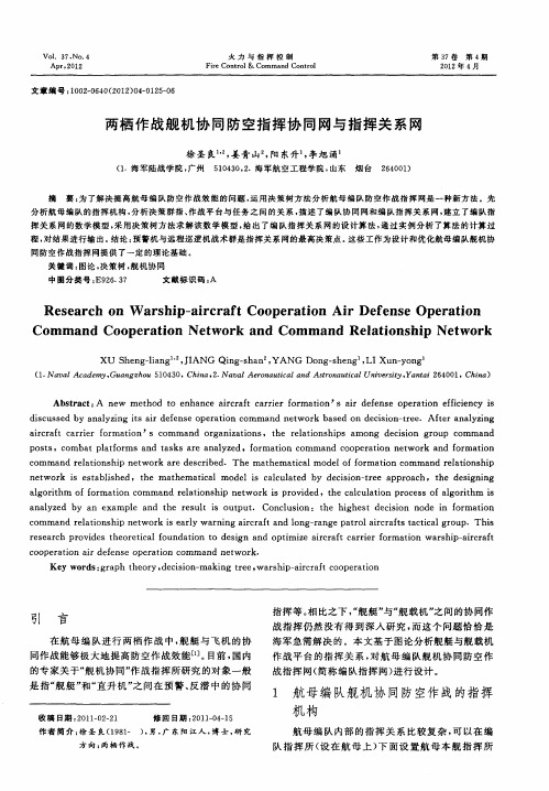 两栖作战舰机协同防空指挥协同网与指挥关系网