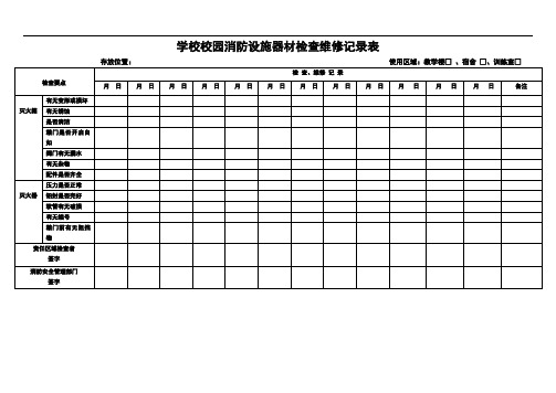 学校消防器材维护保养记录表