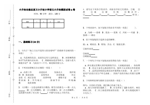 小升初全能总复习小升初小学语文小升初模拟试卷A卷