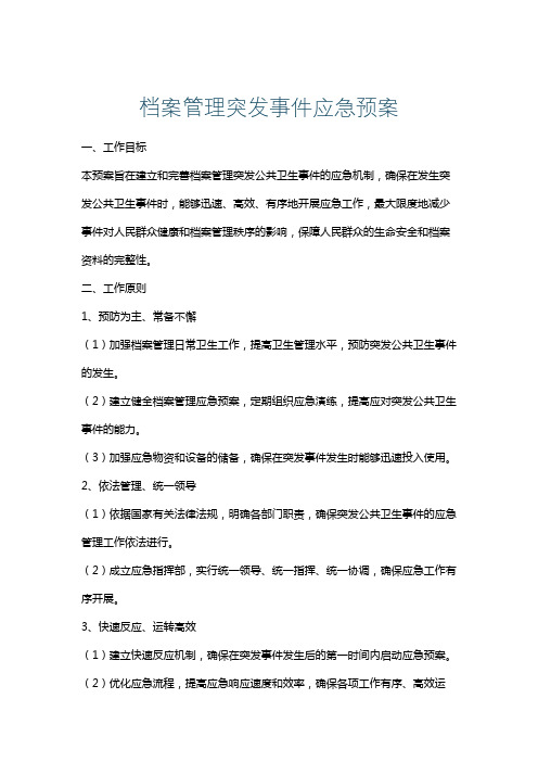 档案管理突发事件应急预案