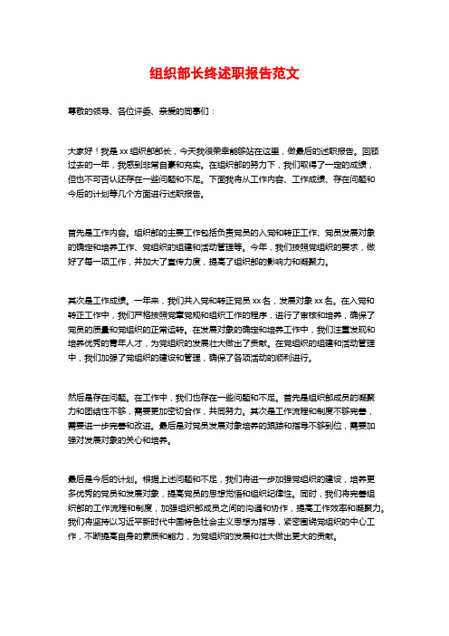 组织部长终述职报告范文