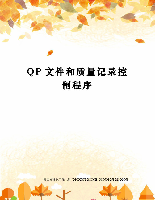 QP文件和质量记录控制程序