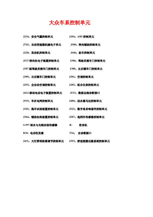 大众车系控制单元