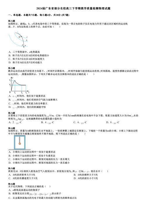 2024届广东省部分名校高三下学期教学质量检测物理试题