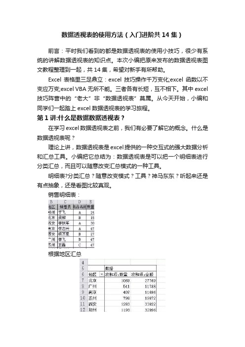 数据透视表的使用方法（入门进阶共14集）