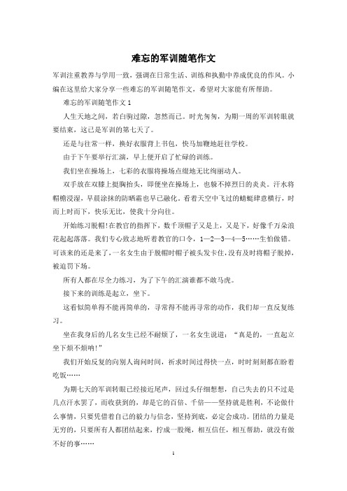 难忘的军训随笔作文