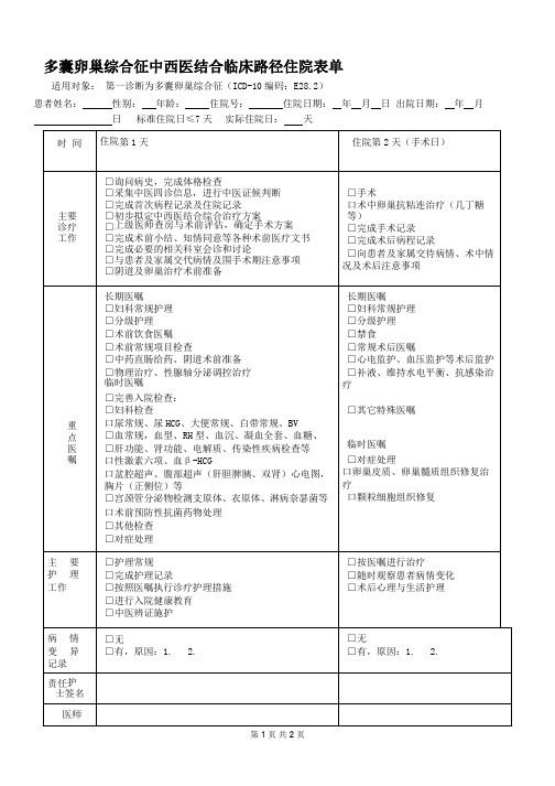 多囊卵巢临床路径