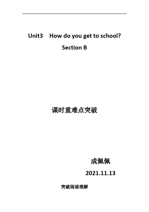 Unit3 SectionB  重难点突破 教学设计 2021-2022学年人教版七年级英语下册