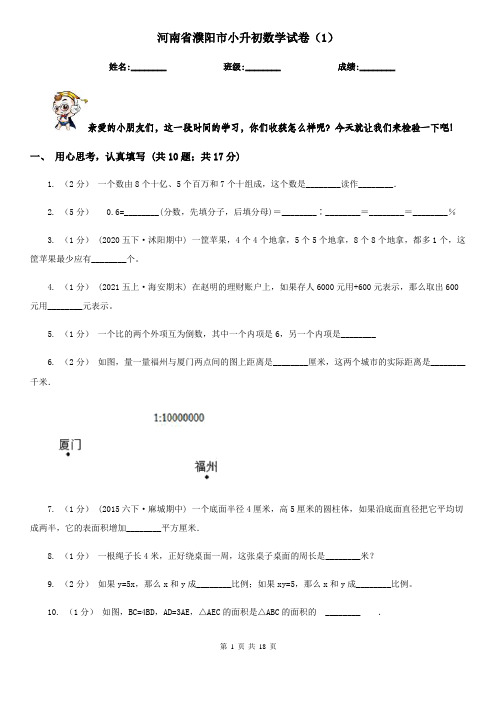 河南省濮阳市小升初数学试卷(1)