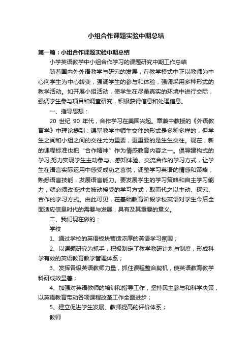 小组合作课题实验中期总结