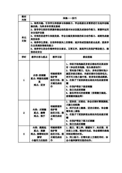 11-9-体操技巧单元计划