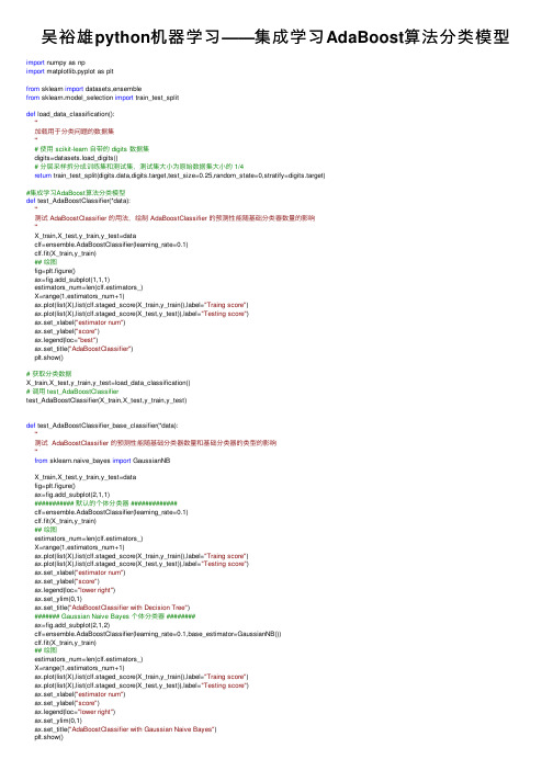 吴裕雄python机器学习——集成学习AdaBoost算法分类模型