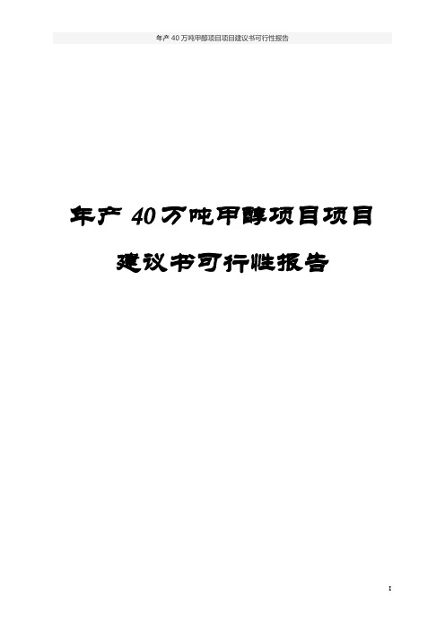 年产40万吨甲醇项目可行性研究报告