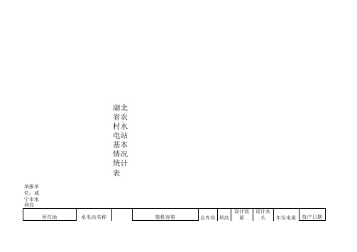 湖北省农村水电站基本情况统计表