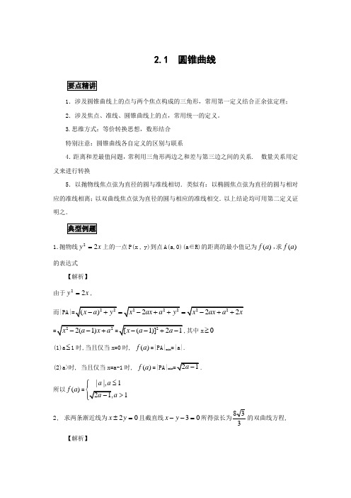 高中数学知识点精讲精析 圆锥曲线