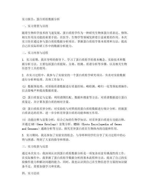 蛋白组数据分析实习报告