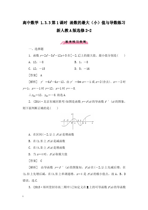 【高中教育】高中数学 1.3.3第1课时 函数的最大小值与导数练习 新人教A版选修2-2.doc