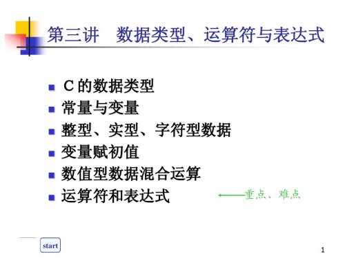 C语言程序设计教案第3讲 数据类型、运算符与表达式