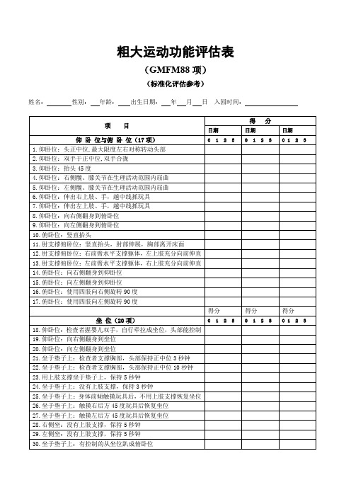 (完整word版)粗大运动功能评估表