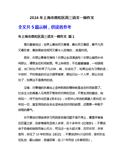 2024年上海市普陀区高三语文一模作文