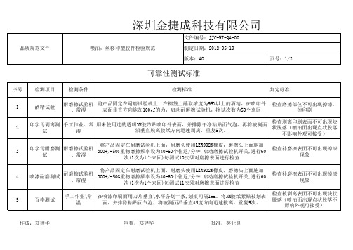 塑胶件可靠性测试标准