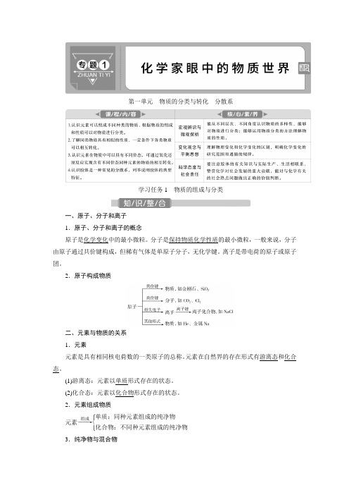 2021版选考化学(苏教版)一轮复习专题1 1 第一单元 物质的分类与转化 分散系 