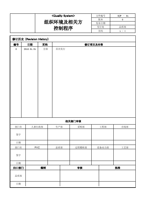 组织环境及相关方控制程序