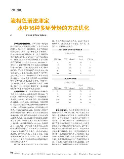 液相色谱法测定水中16种多环芳烃的方法优化 