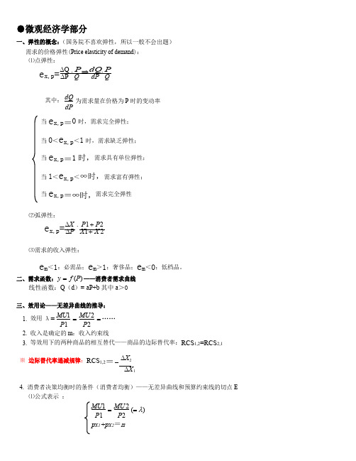 微观经济学公式汇总