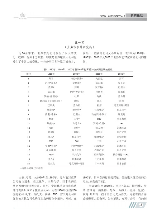 21世纪世界主要农药公司的动向