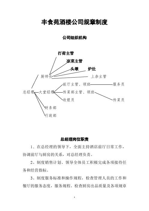 手册大全--xx酒楼各项规章制度及员工手册