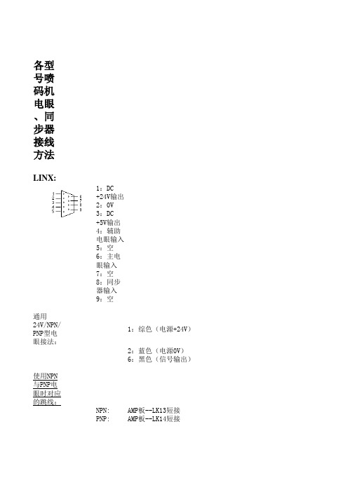 各品牌喷码机电眼同步器接法