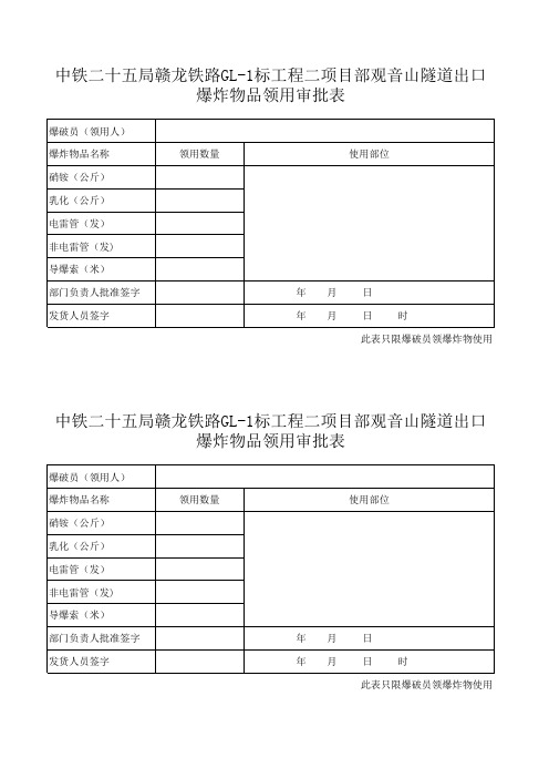 爆炸物品领用审批表