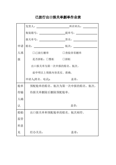 正常报关删单退场流程资料