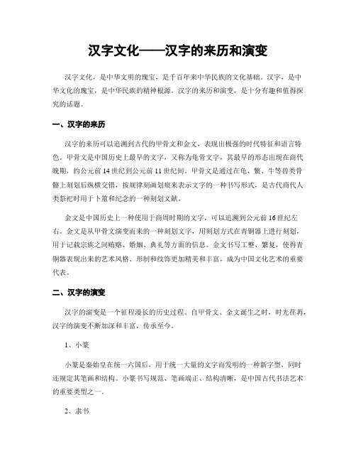 汉字文化——汉字的来历和演变