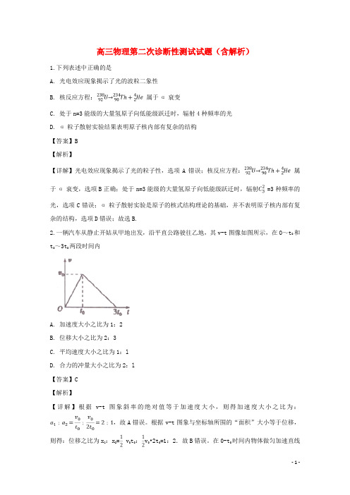 2020届高三物理第二次诊断性测试试题(含解析)