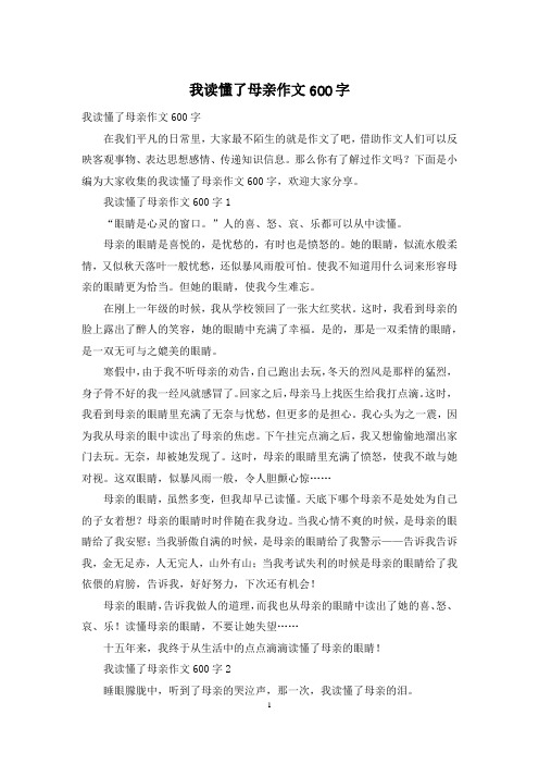 我读懂了母亲作文600字