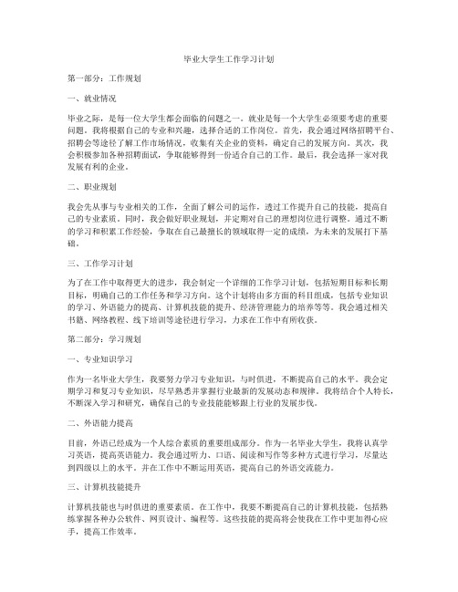 毕业大学生工作学习计划