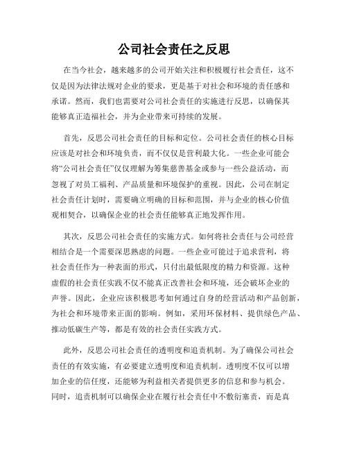 公司社会责任之反思