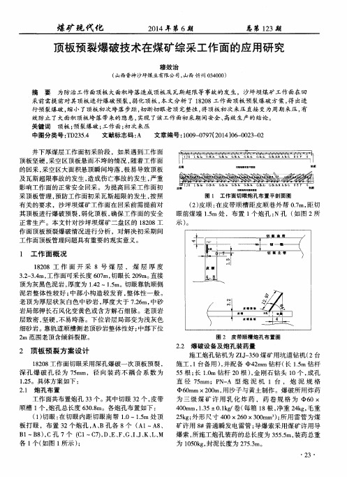 顶板预裂爆破技术在煤矿综采工作面的应用研究