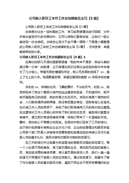 公司新入职员工年终工作总结模板怎么写【5篇】