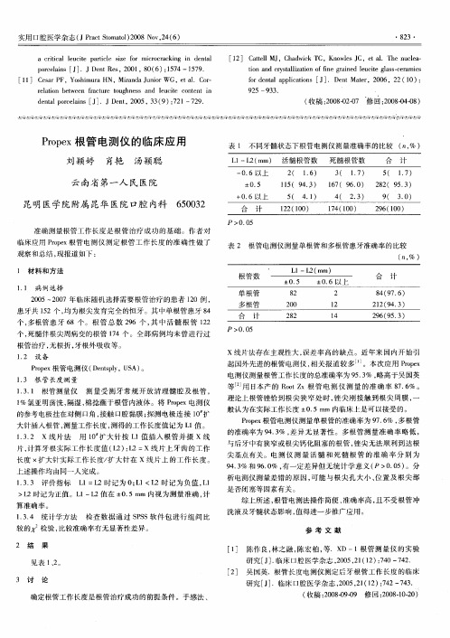 Propex根管电测仪的临床应用