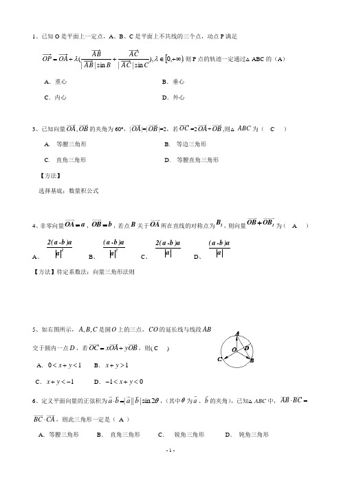 平面向量综合题答案